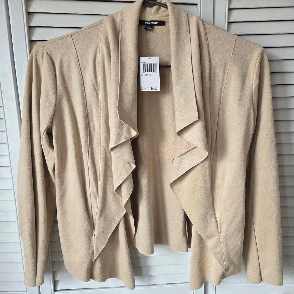 Women's PREMISE Tan Faux Leather Blazer S - Picture 1 of 11